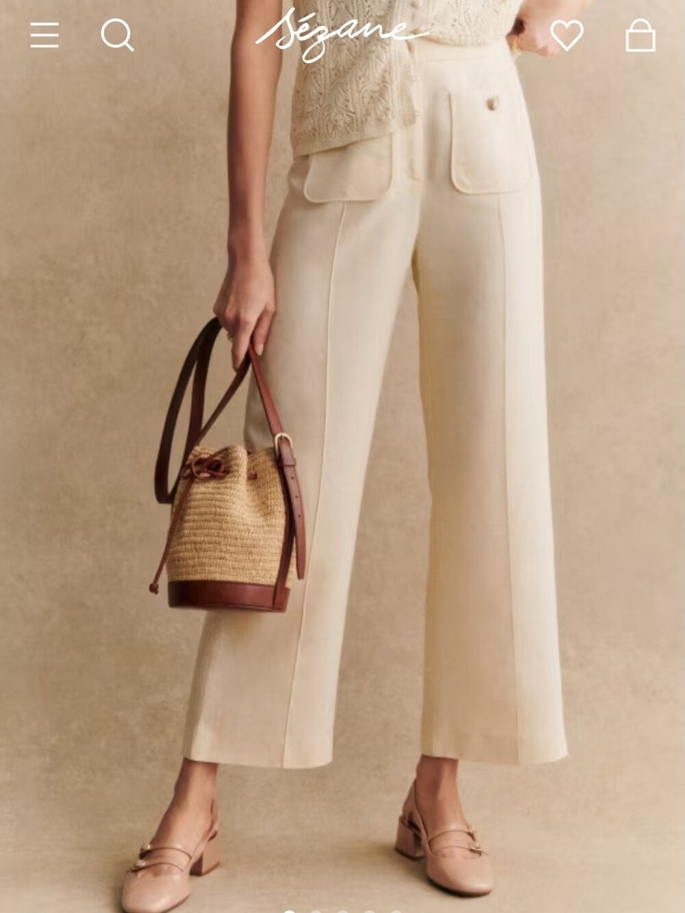 NWT Sezane Emilio Trousers In Beige Size Fr38